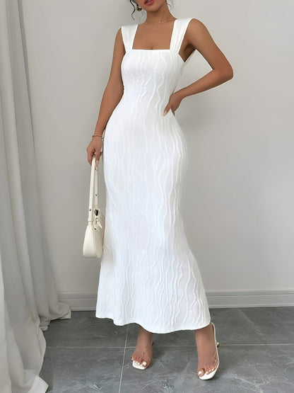 Damen Maxikleid mit quadratischem Ausschnitt und Bodycon-Stil – Zeitlose Eleganz für besondere Anlässe