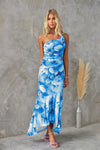 Damen One-Shoulder Blumensommerkleid mit Faltendetails für Hochzeitsgast und festliche Anlässe