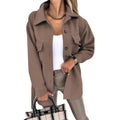 Damen Oversize Hemdjacke – Lässige Langarm Shacket mit Knöpfen