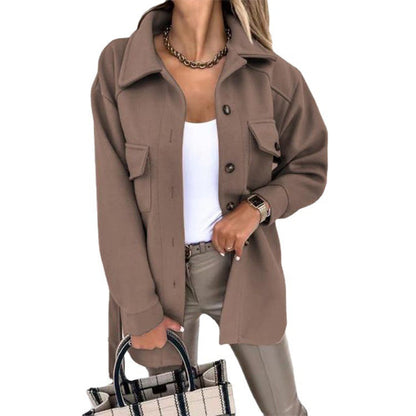 Damen Oversize Hemdjacke – Lässige Langarm Shacket mit Knöpfen