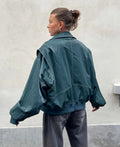Damen Oversize-Lederjacke mit Reißverschluss – Vintage-Inspirierte Übergangsjacke