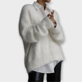 Damen Oversize Pullover mit V-Ausschnitt – Weichheit und Stil