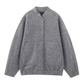 Damen Oversize-Wolljacke ohne Kragen – Minimalistische Übergangsjacke