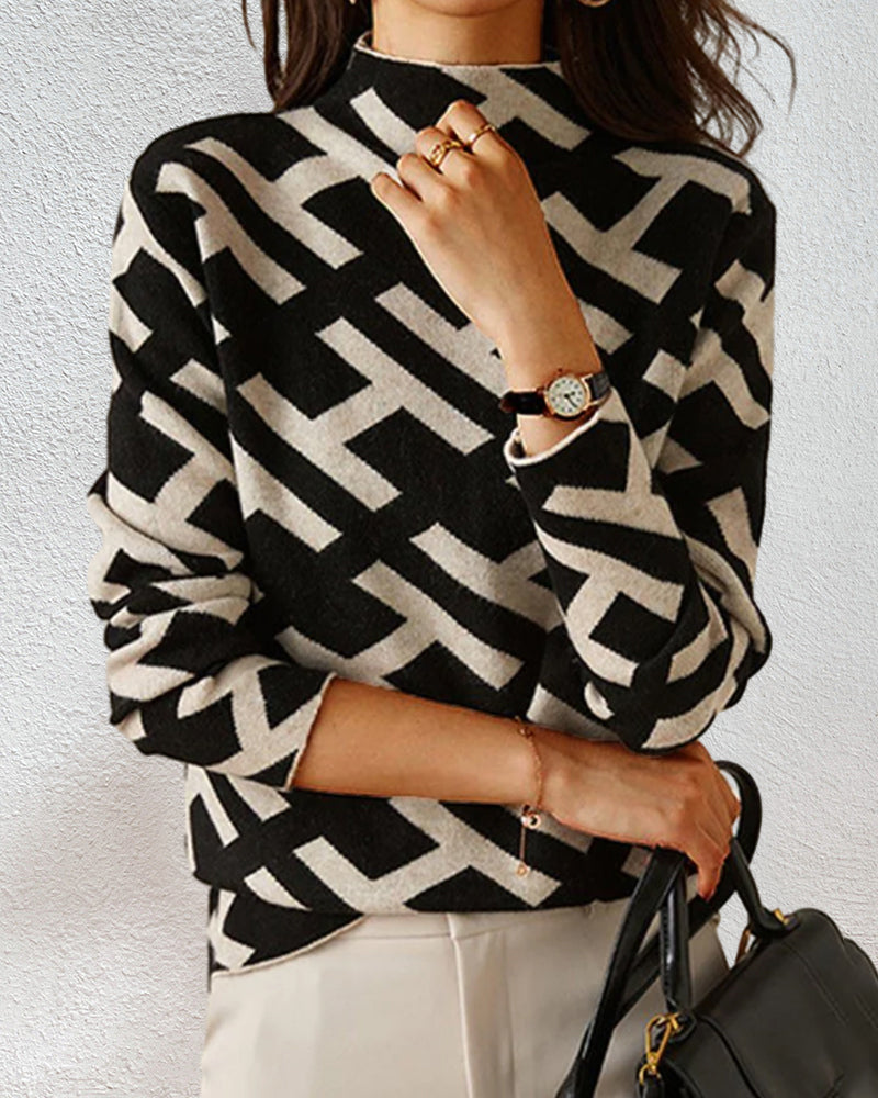 Damen Pullover mit Modernem Muster – Eleganz trifft Komfort