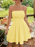 Damen Rüschenkleid – Trägerloses Sommerkleid mit A-Linie