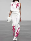 Damen Set Mit Asymmetrischer Bluse Und Weiten Hosen