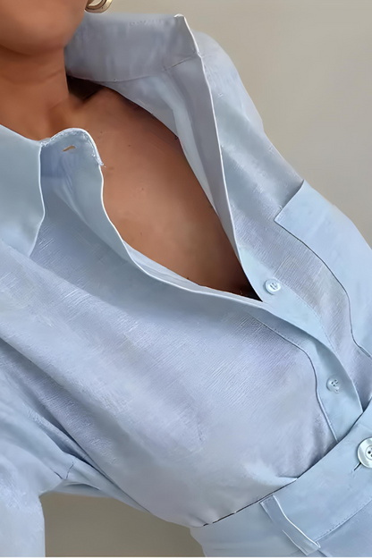 Damen Set mit Hoch Tailliertem Hemd und Shorts für Elegante Looks