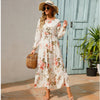 Damen Sommerkleid Bohemian Maxi mit Blumendruck und Hochtaille