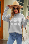 Damen Strickpullover mit Lippen-Print – Trendig & Bequem