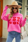 Damen Strickpullover mit Lippen-Print – Trendig & Bequem