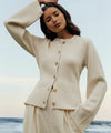 Damen-Strickset mit Knopf-Cardigan und Hose – Eleganz und Komfort für Freizeit und Alltag