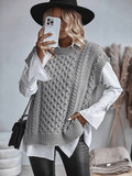 Damen Strickweste ohne Ärmel mit Zopfmuster – Wärme und Stil