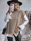 Damen Strickweste ohne Ärmel mit Zopfmuster – Wärme und Stil