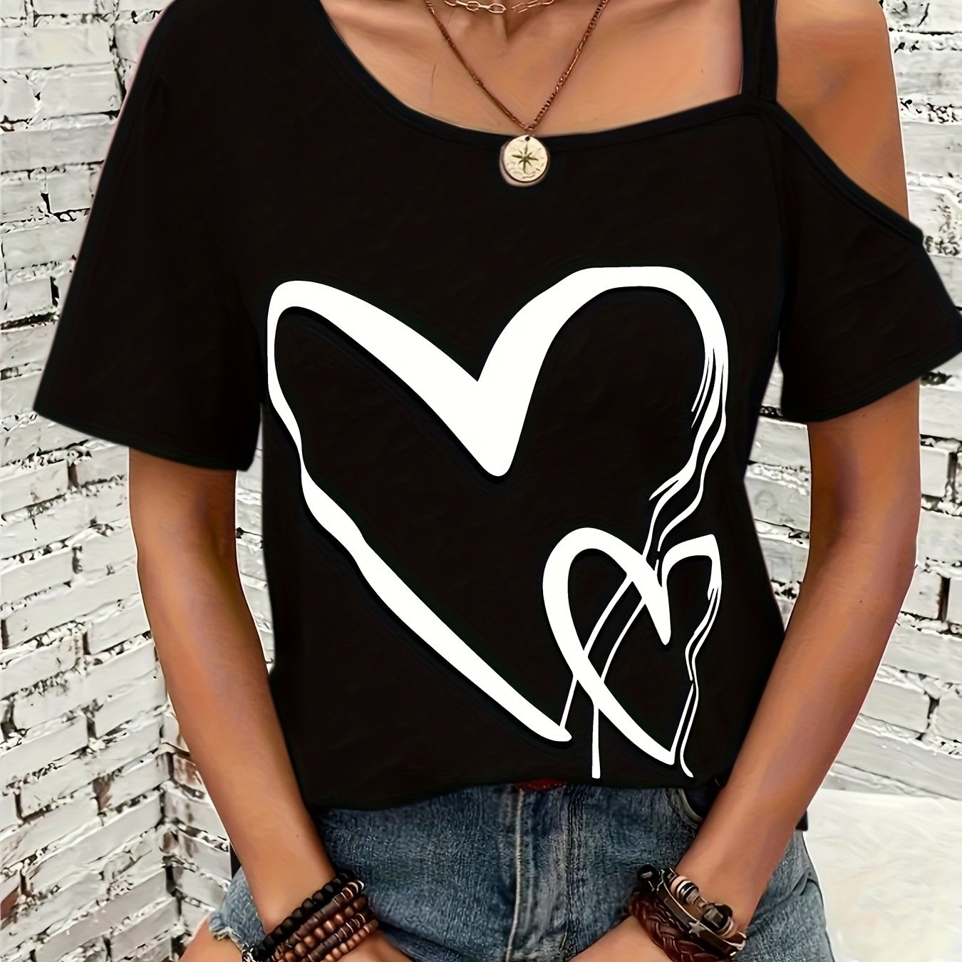 Damen T-Shirt | Verspielte Herz-Optik für lässige Sommertage | Mila