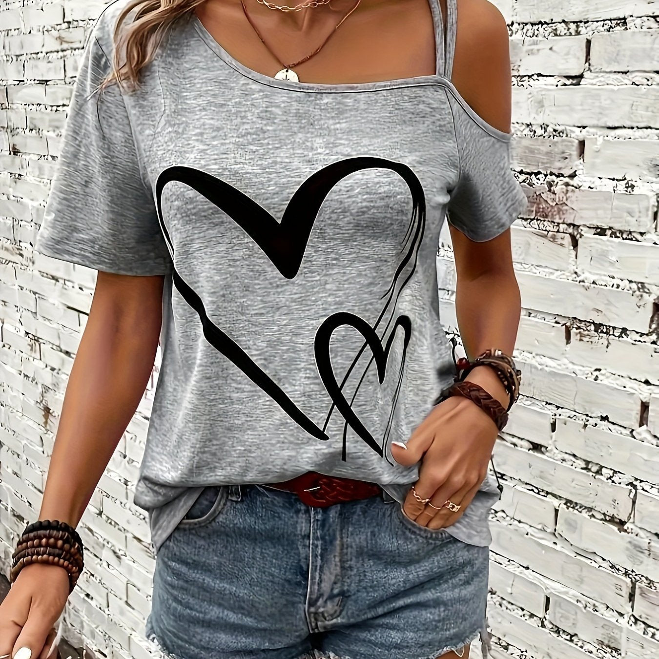 Damen T-Shirt | Verspielte Herz-Optik für lässige Sommertage | Mila