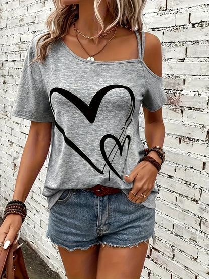 Damen T-Shirt | Verspielte Herz-Optik für lässige Sommertage | Mila