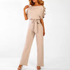 Damen Weitbeiniger Jumpsuit mit Gürtel – Eleganter Einteiler