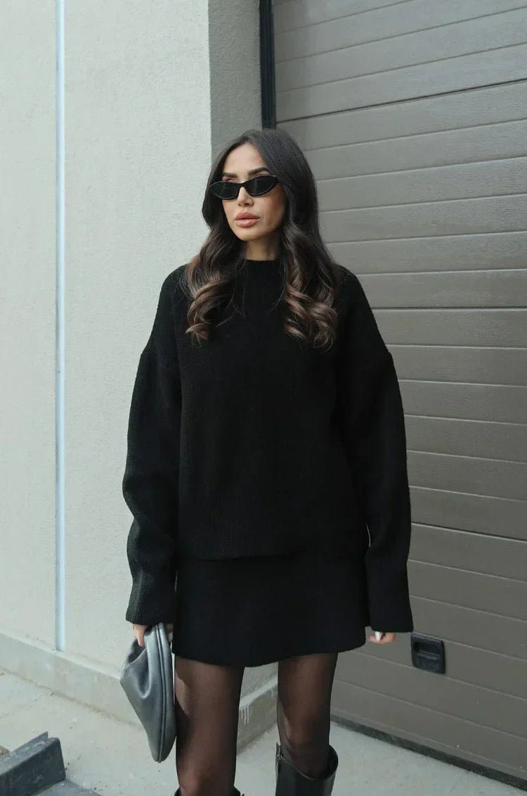 Damen-Zweiteiler aus Strick – Eleganter Pullover und Rock im zeitlosen Design2