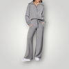 Damen Zweiteiliges Loungewear Set – Weitbeinige Hose und Pullover mit Reißverschluss