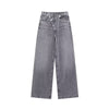 Damenjeans mit asymmetrischer Taille und geradem Bein