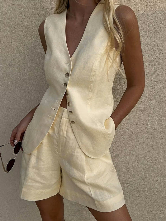 Damenmode Sommer  Weste und Shorts Set