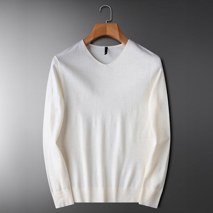 Pull classique pour homme à manches longues avec col en V | Style minimaliste