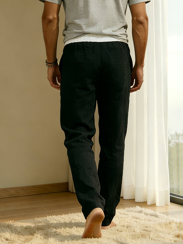 Herrenhose | Relaxed Fit Hose mit Geradem Bein | Kordelzugbund und Taschen | Lässiger Sommerstil