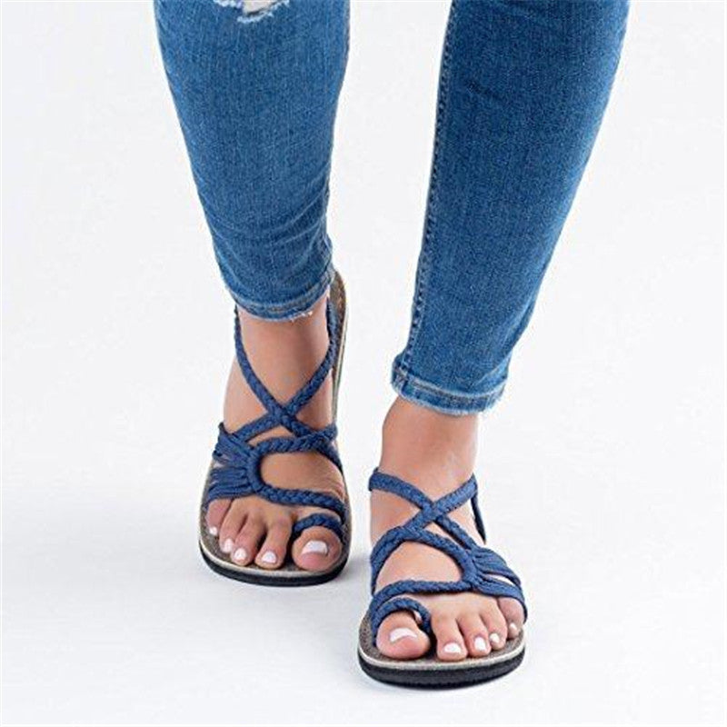 Damen Sandalen Mehrfachriemen Offene Zehen Flache Sandalen | Knöchelriemen