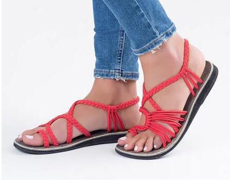 Damen Sandalen Mehrfachriemen Offene Zehen Flache Sandalen | Knöchelriemen