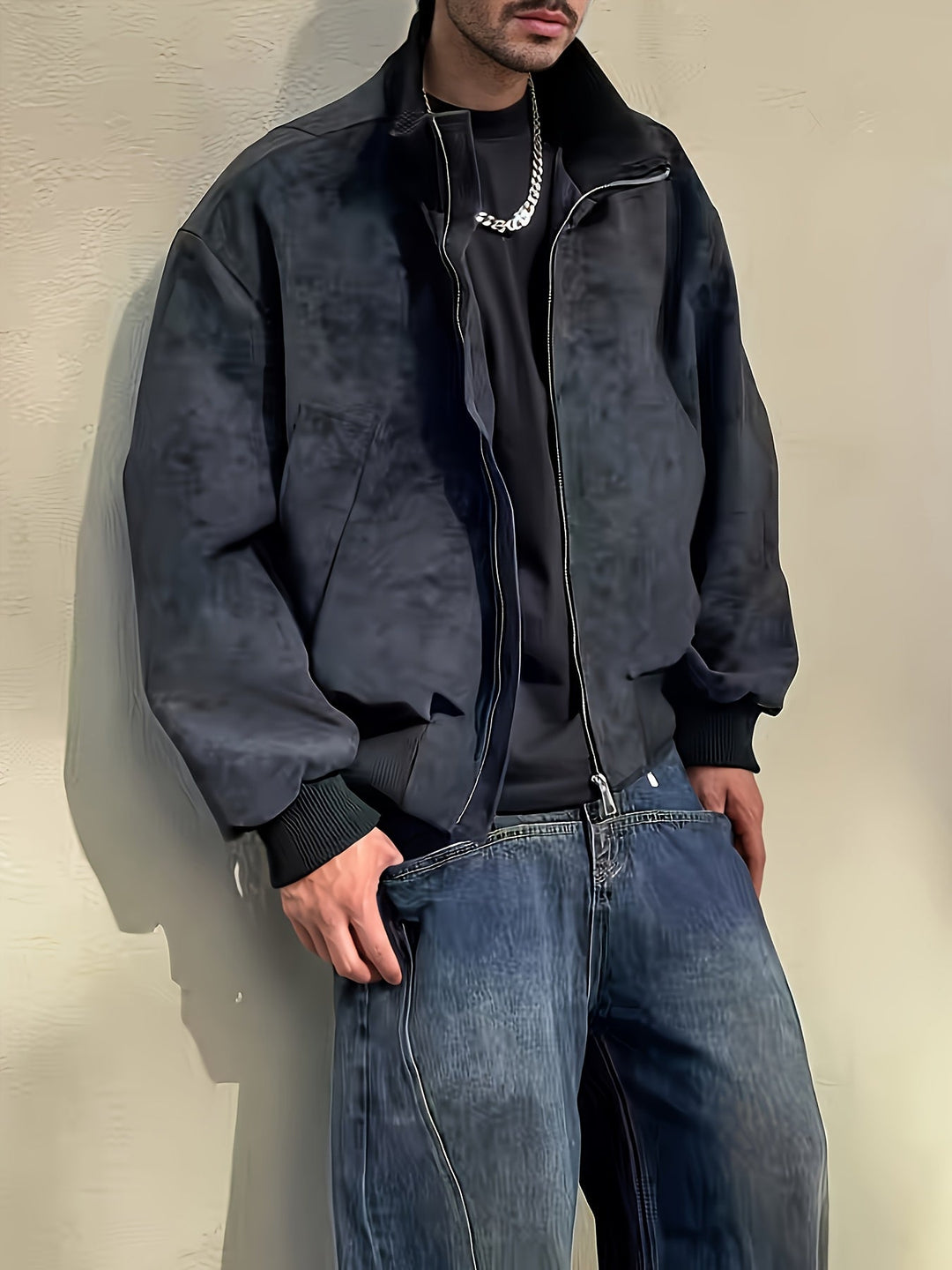 Herren Bomberjacke | Bequeme Passform mit Reissverschluss | Stehkragen Design | Streetwear Freizeitlook