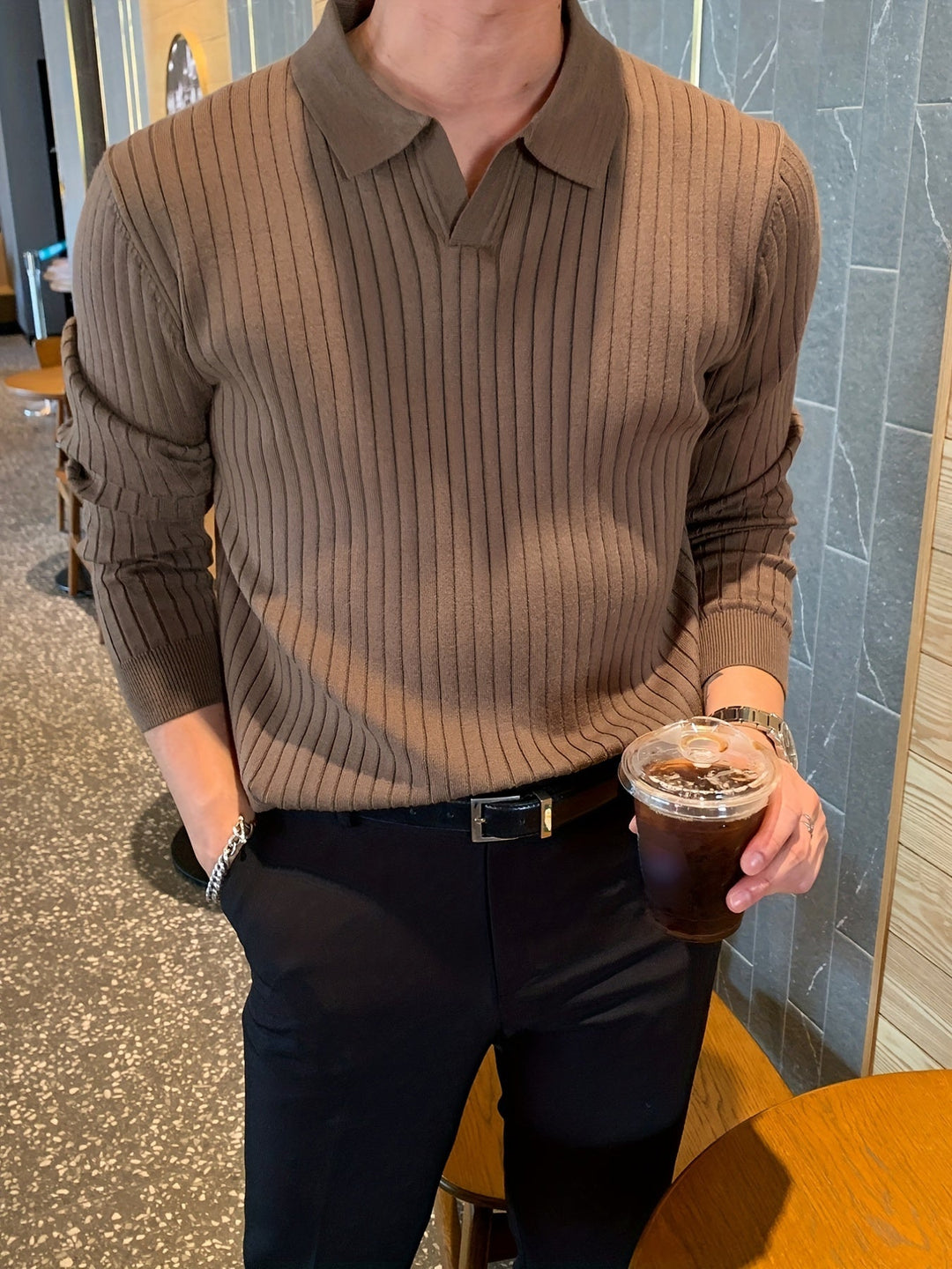 Przemek | Maglione da uomo in maglia con colletto da polo