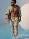 Completo uomo | Camicia casual con pantaloni a coulisse | Vestibilità comoda | Look estivo da resort