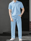 Herren Set | Relaxed Fit Polo-Shirt und Hosen-Set | Kordelzugbund | Smart Casual Stil