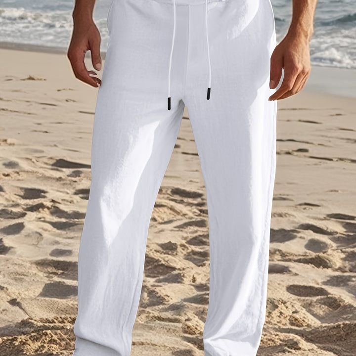 Herrenhose | Regular Fit Hose mit Geradem Bein | Kordelzugbund | Lässiger Sommerstil