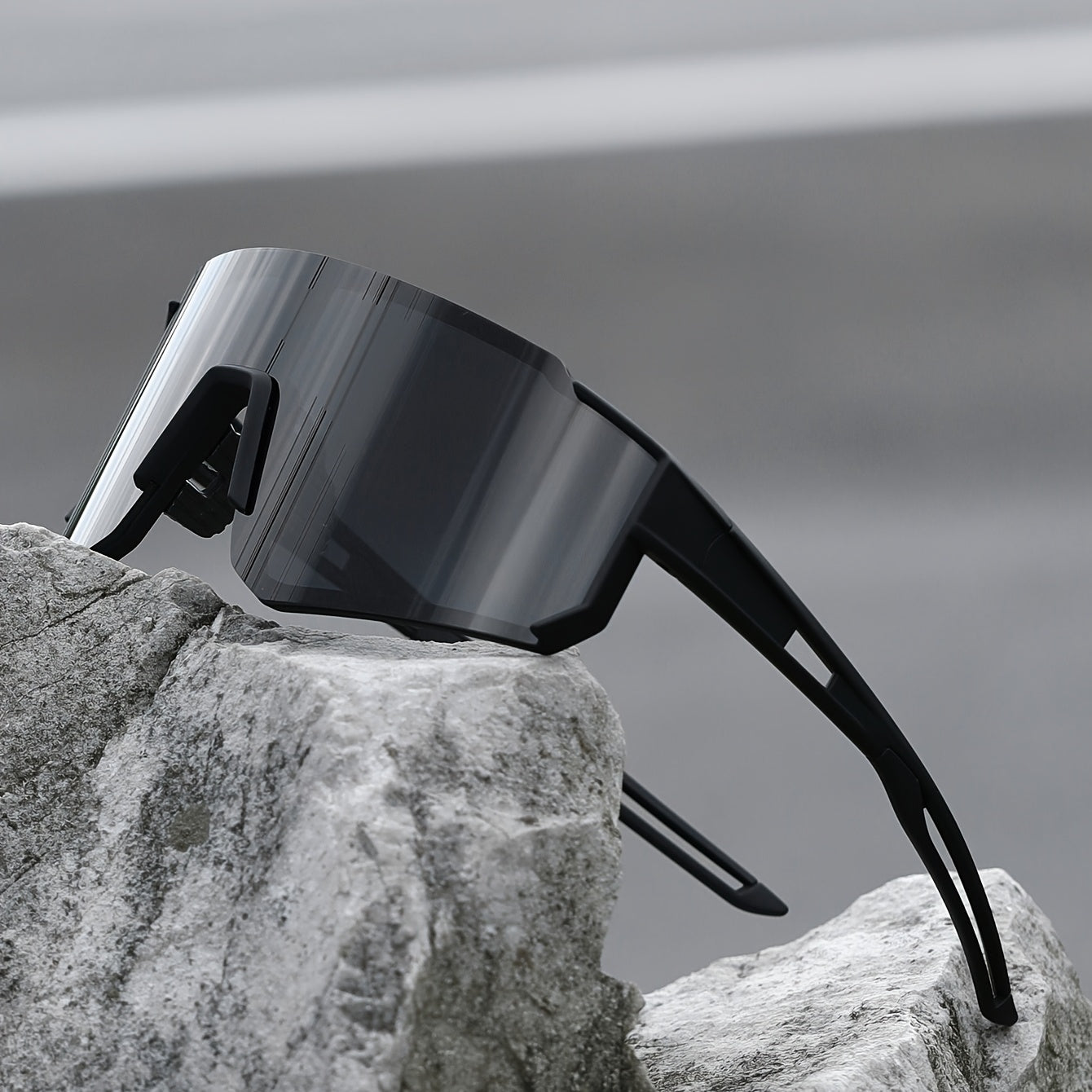 Ochelari de soare sport pentru bărbați | Lentilă tip scut oversize | Design înconjurător | Stil casual pentru activități în aer liber