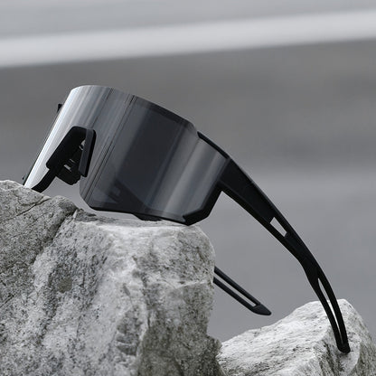 Ochelari de soare sport pentru bărbați | Lentilă tip scut oversize | Design înconjurător | Stil casual pentru activități în aer liber