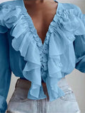 Elegante Bluse Damen V-Ausschnitt