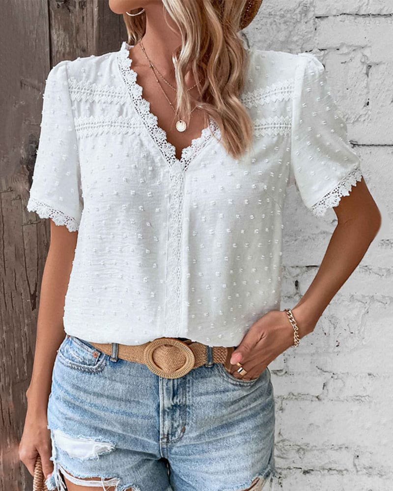 Elegante Bluse Damen V-Ausschnitt