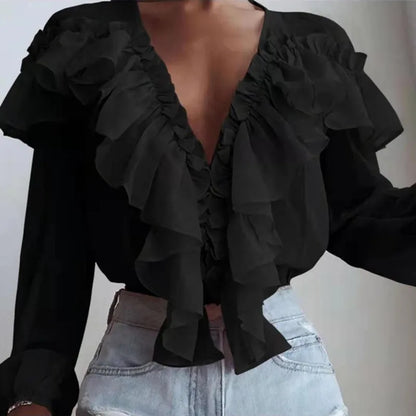 Elegante Bluse Damen V-Ausschnitt