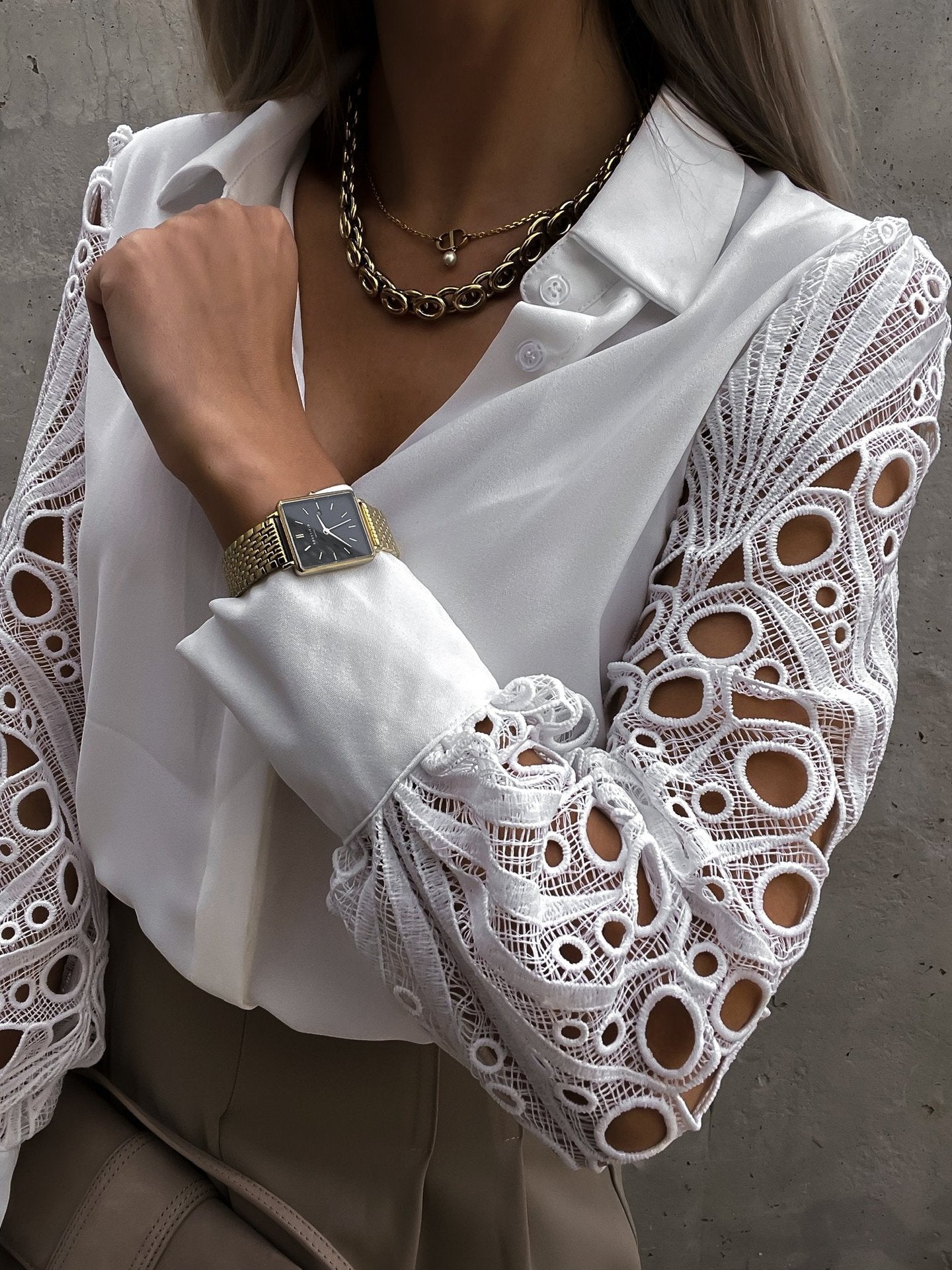 Elegante Bluse Damen V-Ausschnitt