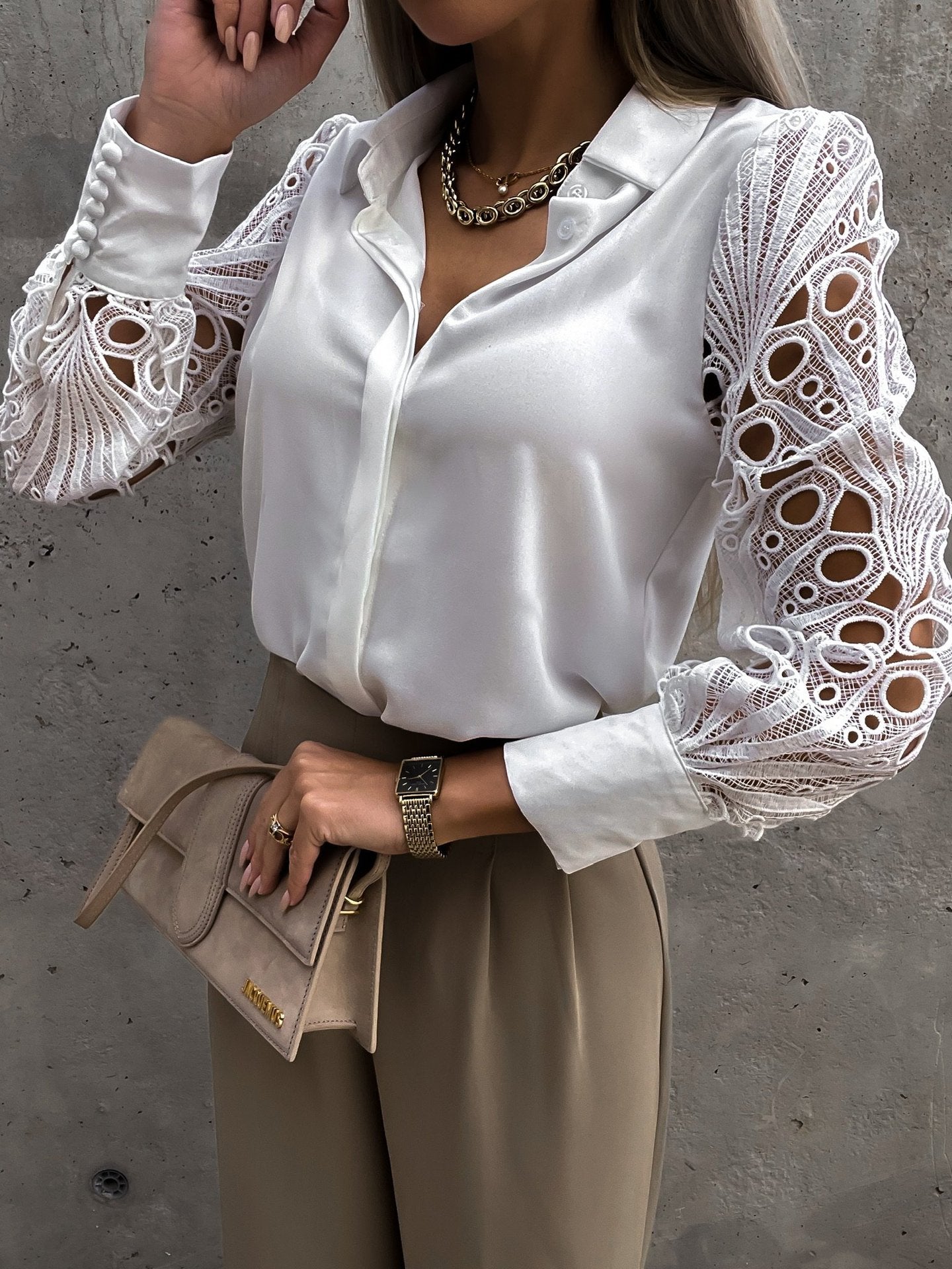 Elegante Bluse Damen V-Ausschnitt