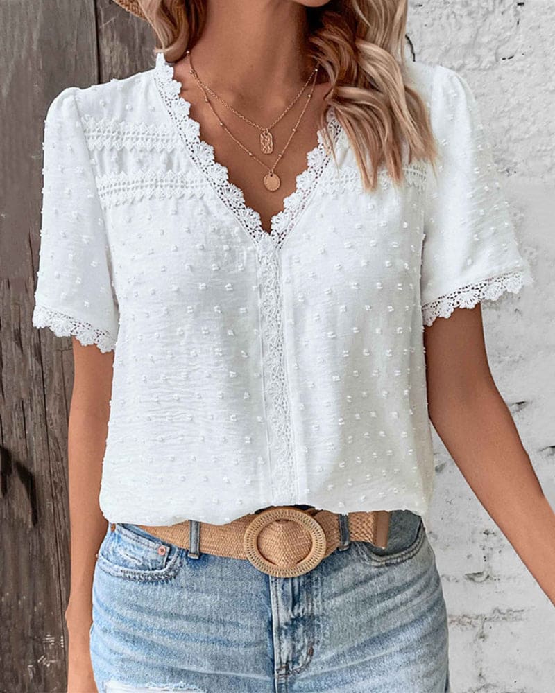 Elegante Bluse Damen V-Ausschnitt