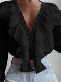 Elegante Bluse Damen V-Ausschnitt