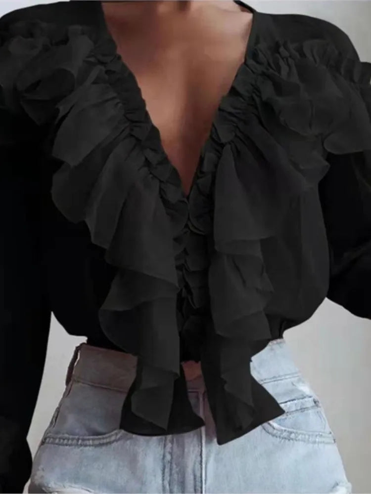 Elegante Bluse Damen V-Ausschnitt
