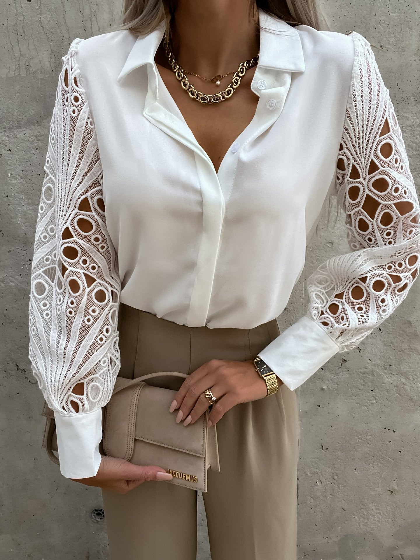 Elegante Bluse Damen V-Ausschnitt