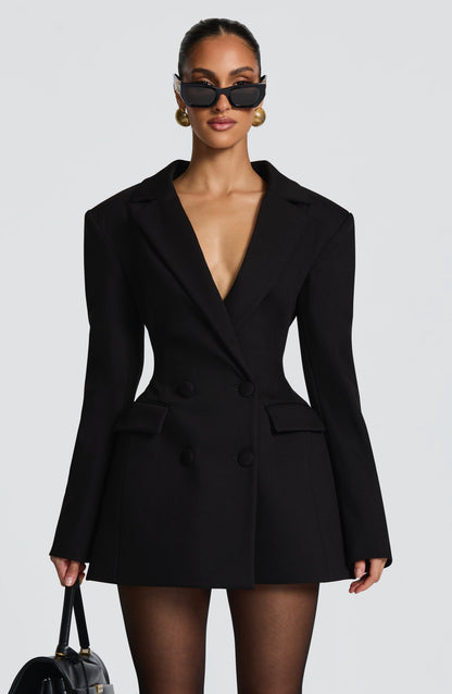 Abito donna manica lunga scollo a V blazer | Mini