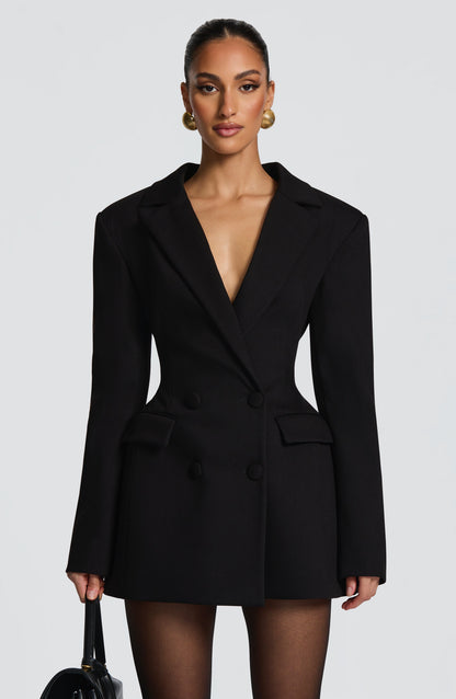 Abito donna manica lunga scollo a V blazer | Mini