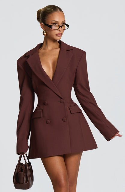 Abito donna manica lunga scollo a V blazer | Mini