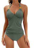 Damen Tankini-Set mit Neckholder und Rüschen | Verstellbare Träger