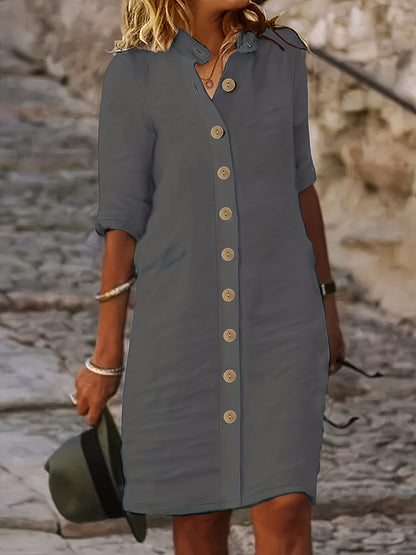 Freizeitkleid Damen | Elegantes Knopfdesign im lockeren Sommerlook | Jesalya